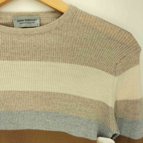 ジョンスメドレー JOHN SMEDLEY 英国製 ウール100% ボーダー クルーネックニット レディース import:S