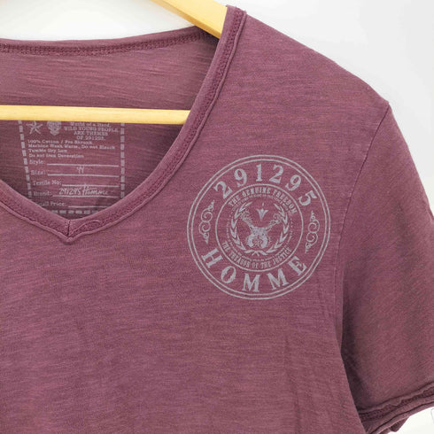 ニーキューイチニーキューゴーオム 291295=HOMME バックプリント VネックTシャツ Y2K メンズ import:M