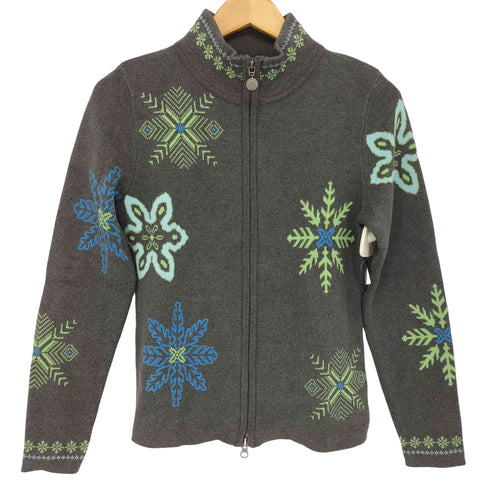 エディーバウアー Eddie Bauer ノルディック柄 ジップアップハイネックニット レディース