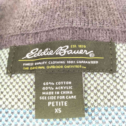 エディーバウアー Eddie Bauer ノルディック柄 ジップアップハイネックニット レディース
