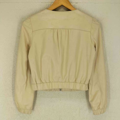 レッセパッセ LAISSE PASSE lamb leather ラムレザー 羊革 ノーカラー フリル ジップ ジャケット レディース 36