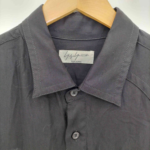 ヨウジヤマモトプールオム Yohji Yamamoto POUR HOMME フラップポケット ダブルポケット カーブステッチ スーパーロングシャツ メンズ