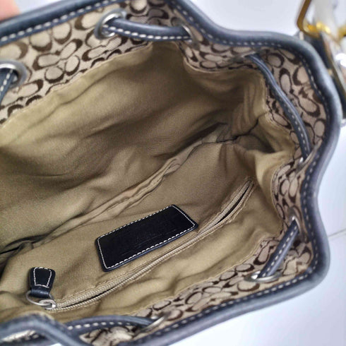 コーチ COACH ミニシグネチャー キャンバス ドローストリング ショルダーバッグ レディース
