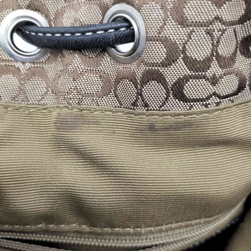 コーチ COACH ミニシグネチャー キャンバス ドローストリング ショルダーバッグ レディース