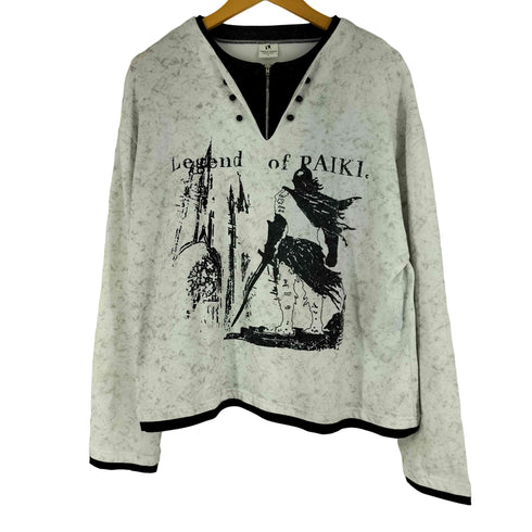 Fashion clothes ユーズド加工 レイヤードデザイン グラフィックプリント ロングスリーブ カットソー メンズ JPN:3