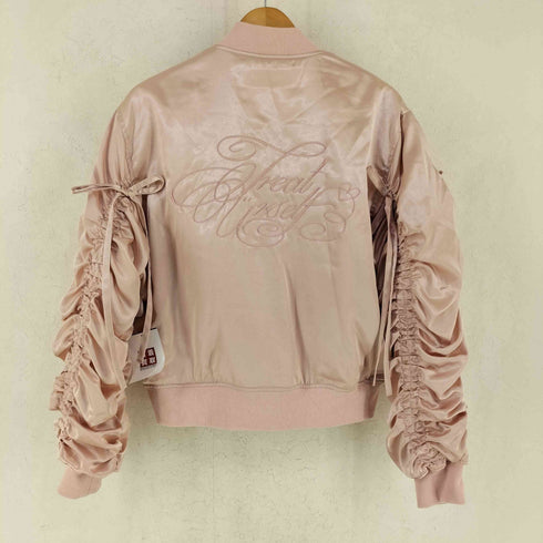 トリートユアセルフ TREAT URSELF 袖フリルリボン フロントジップ ブルゾン ジャケット レディース FREE
