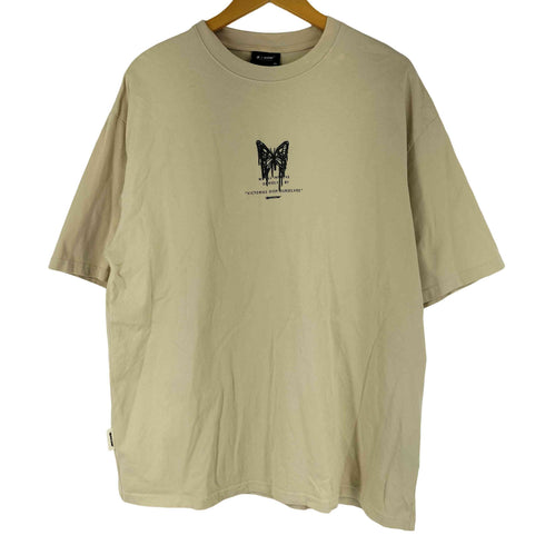 BJHG バタフライモチーフ刺繍 デザイン ショートスリーブ Tシャツ メンズ import:XL