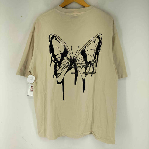 BJHG バタフライモチーフ刺繍 デザイン ショートスリーブ Tシャツ メンズ import:XL