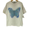 ADCVRTSY デニム切替 バタフライモチーフ刺繍デザイン ショートスリーブ Tシャツ メンズ import:XL