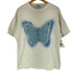 ADCVRTSY デニム切替 バタフライモチーフ刺繍デザイン ショートスリーブ Tシャツ メンズ import:XL