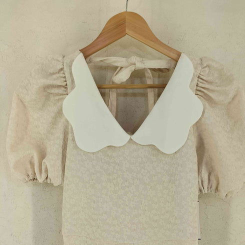 エピヌ epine scallop collar jaguard double ribbon rompers レディース