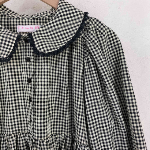 リトルサニーバイト little sunny bite Check puff sleeve mini dress チェック パフスリーブ ミニ ワンピース レディース S