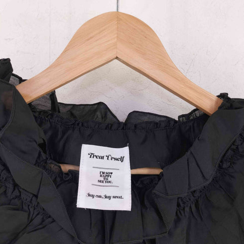 トリートユアセルフ TREAT URSELF シースルー フリル ブラウス レディース F