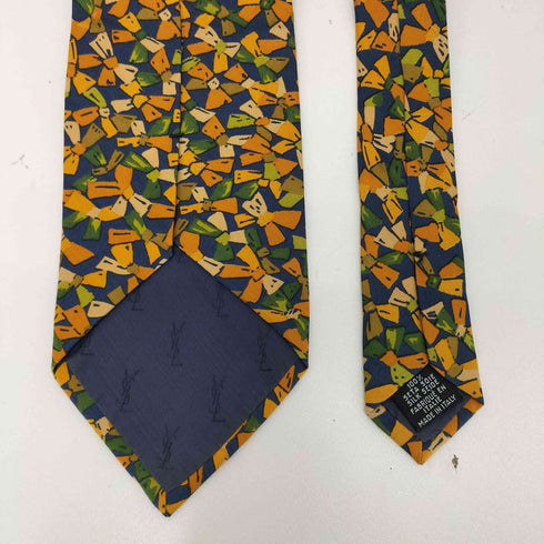 イヴサンローラン Yves Saint Laurent リボン 総柄 シルクネクタイ メンズ