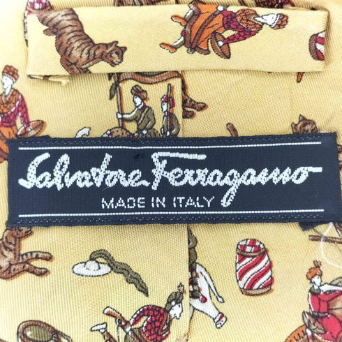 サルヴァトーレフェラガモ Salvatore Ferragamo アニマル柄 シルクネクタイ メンズ