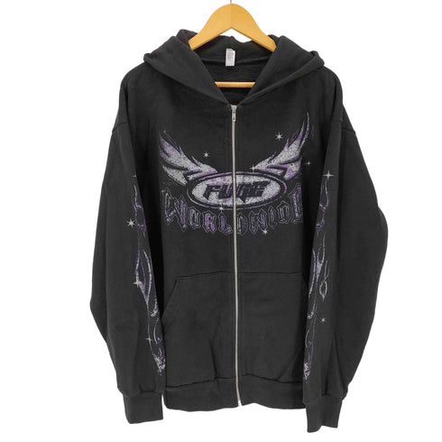 ロサンゼルスアパレル Los Angeles Apparel FUGE WORLDWIDE スプレー プリント ジップアップ パーカー メンズ L