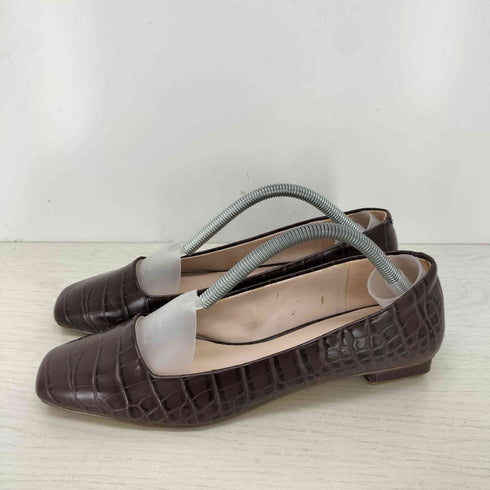 チャールズアンドキース CHARLES&KEITH Croc-Effect Square Toe Ballerina スクエア パンプス レディース JPN:37