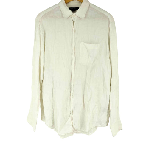 バナナリパブリック BANANA REPUBLIC 90-00s 黒タグ リネン 長袖シャツ レディース import:M
