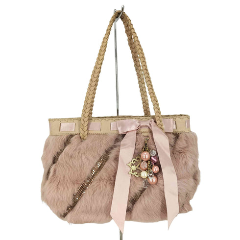 アナスイ ANNA SUI 蝶 チャーム スパンコール ファー ハンドバッグ Y2K レディース