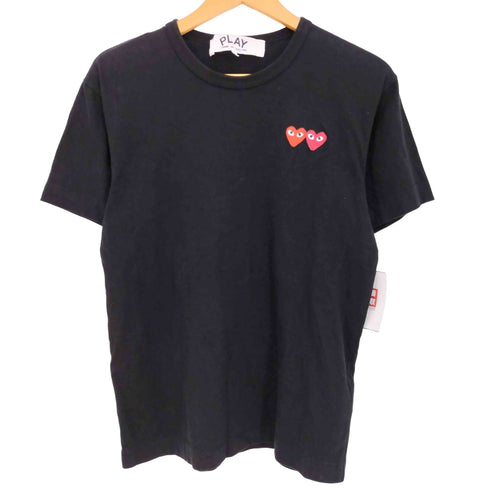 プレイコムデギャルソン PLAY COMME des GARCONS T-SHIRT WITH DOUBLE HEART BLACK ダブルハートワッペン 半袖 Tシャツ メンズ JPN:M