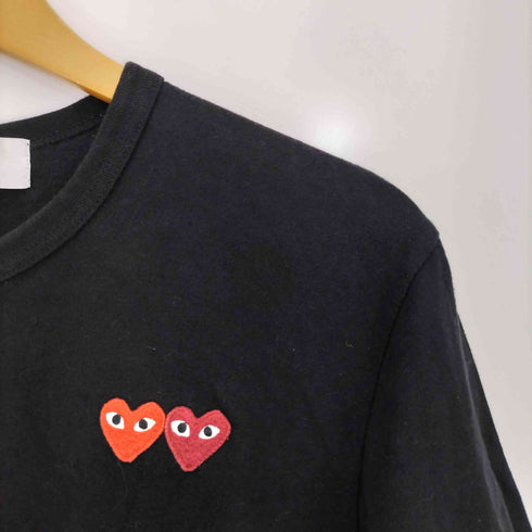 プレイコムデギャルソン PLAY COMME des GARCONS T-SHIRT WITH DOUBLE HEART BLACK ダブルハートワッペン 半袖 Tシャツ メンズ JPN:M