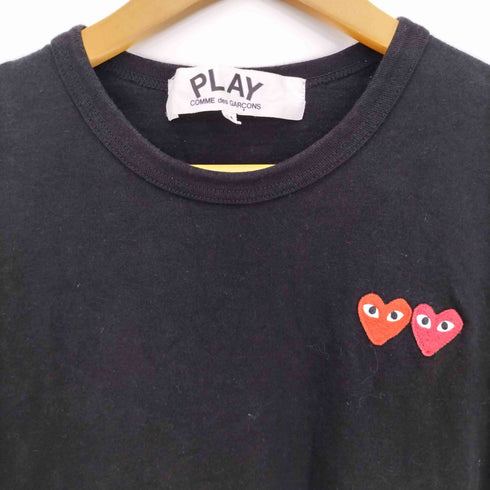 プレイコムデギャルソン PLAY COMME des GARCONS T-SHIRT WITH DOUBLE HEART BLACK ダブルハートワッペン 半袖 Tシャツ メンズ JPN:M