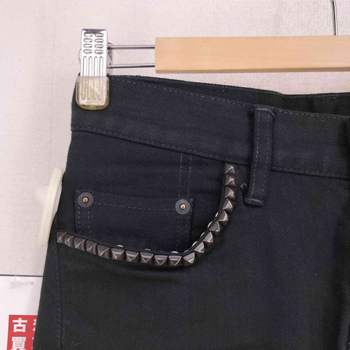 ヒステリックグラマー HYSTERIC GLAMOUR ピラミッドスタッズ ブラックSデニムスリムパンツ レディース 28