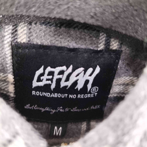 レフラー Leflah 刺繍 バック プリント チェック柄 L/S シャツ メンズ JPN:M