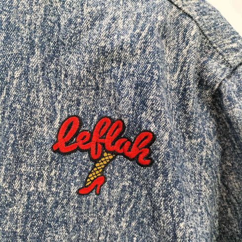 レフラー Leflah 両面 刺繍 バンドカラー デニム L/S シャツ メンズ JPN:L