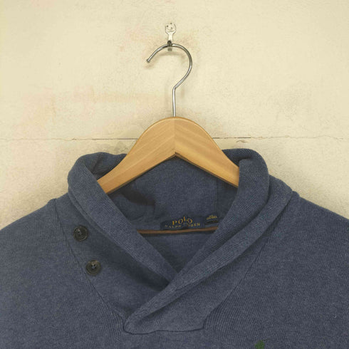 ポロラルフローレン POLO RALPH LAUREN ポニー刺繍 エルボーパッチ ショールカラー セーター メンズ XS