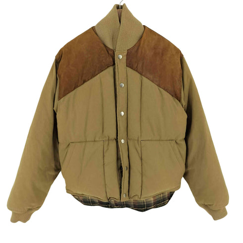 ポロカントリーラルフローレン POLO COUNTRY RALPH LAUREN 90s 裏地チェック レザー切替 ダウンジャケット メンズ M