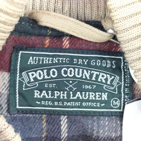 ポロカントリーラルフローレン POLO COUNTRY RALPH LAUREN 90s 裏地チェック レザー切替 ダウンジャケット メンズ M