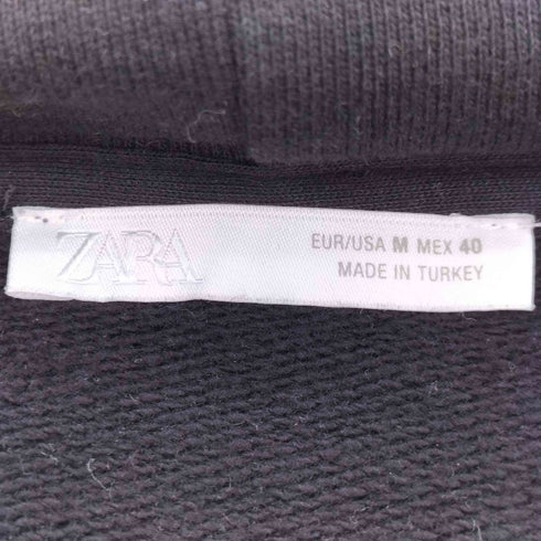 ザラ ZARA クロップドフィット テキストプリントフーディ メンズ import:M