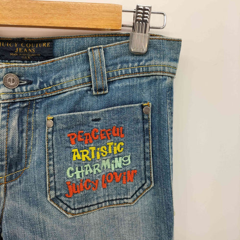 ジューシークチュール JUICY COUTURE USA製 てんびん座 星座 刺繍 ローライズ フレア デニム Y2K レディース 26