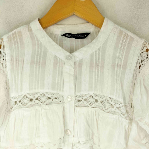 ザラ ZARA レースフリルブラウス レディース import:M