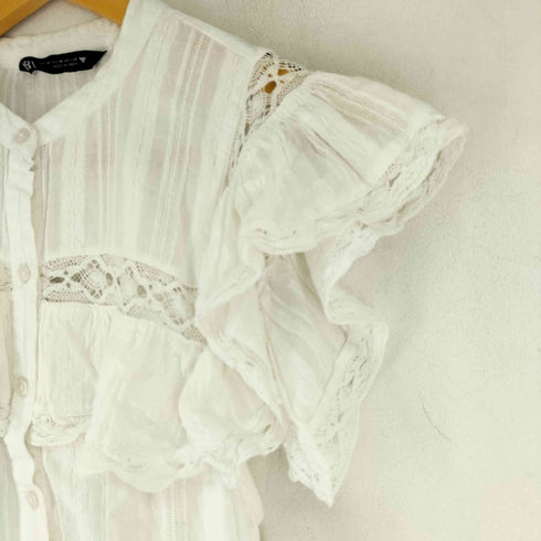 ザラ ZARA レースフリルブラウス レディース import:M
