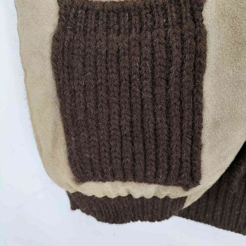 WARREN SCOTT スエード切替 ニット カーディガン メンズ M