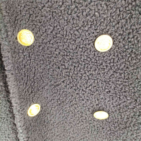 金ボタン ダブルブレスト フリース ステンカラーコート メンズ