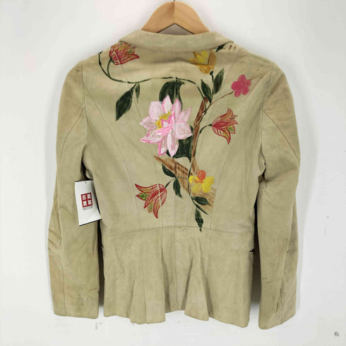 alberta ferretti ハンドペイント リアルレザーテーラードジャケット レディース
