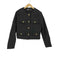 ザラ ZARA 金ボタン クロップド ノーカラー ジャケット レディース import:M