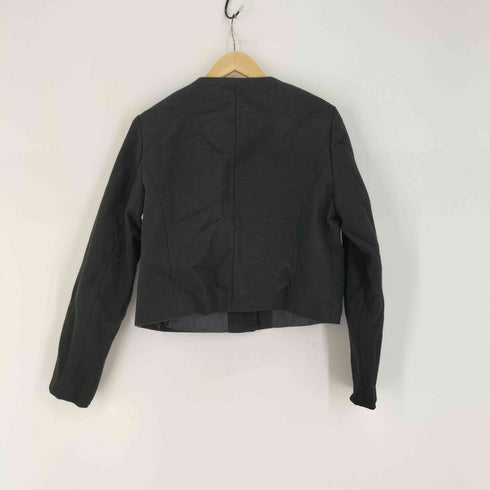 ザラ ZARA 金ボタン クロップド ノーカラー ジャケット レディース import:M