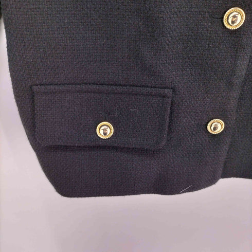 ザラ ZARA 金ボタン クロップド ノーカラー ジャケット レディース import:M