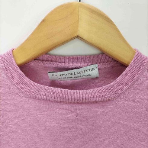 フィリッポデローレンティス FILIPPO DE LAURENTIIS MADE IN ITALY イタリア製 シルク カシミア 混 ハイゲージ ウール ニット 無地 メンズ EUR:44