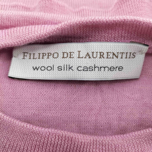 フィリッポデローレンティス FILIPPO DE LAURENTIIS MADE IN ITALY イタリア製 シルク カシミア 混 ハイゲージ ウール ニット 無地 メンズ EUR:44