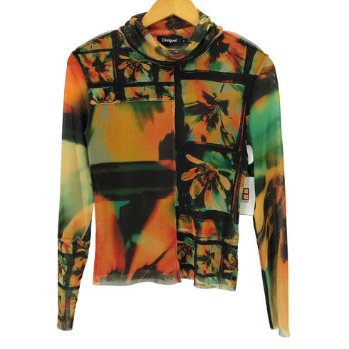 デシグアル Desigual 総柄 シアー メッシュ トップス レディース import:M