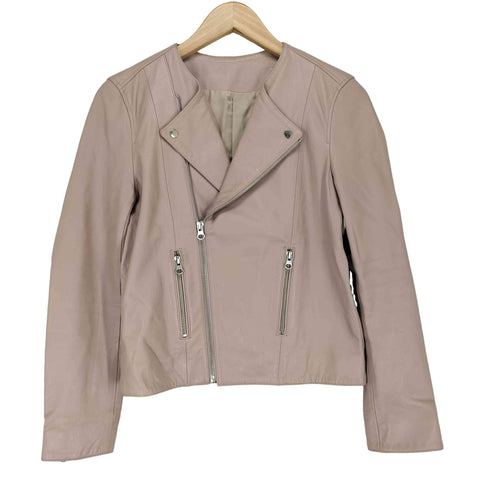 ノーリーズ NOLLEY’S lamb leather ラムレザー 羊革 ノーカラー ダブル ジャケット レディース 36