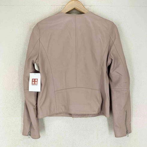ノーリーズ NOLLEY’S lamb leather ラムレザー 羊革 ノーカラー ダブル ジャケット レディース 36