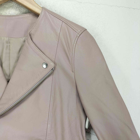 ノーリーズ NOLLEY’S lamb leather ラムレザー 羊革 ノーカラー ダブル ジャケット レディース 36