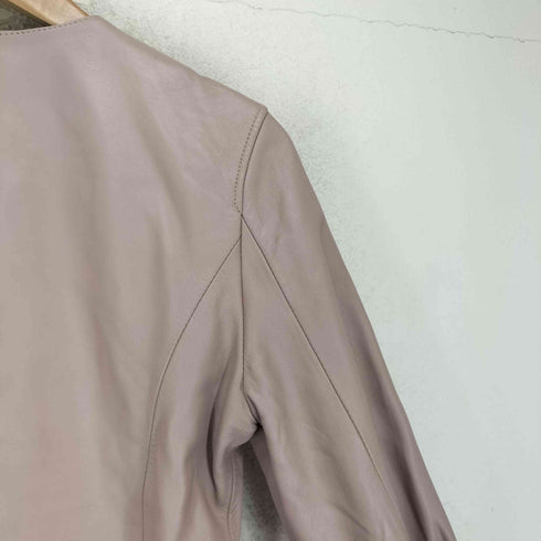 ノーリーズ NOLLEY’S lamb leather ラムレザー 羊革 ノーカラー ダブル ジャケット レディース 36