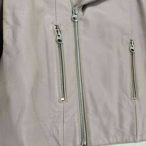 ノーリーズ NOLLEY’S lamb leather ラムレザー 羊革 ノーカラー ダブル ジャケット レディース 36